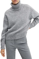 MANGO Oversize Turtleneck Sweater Medium Heather Grey at Nordstrom,