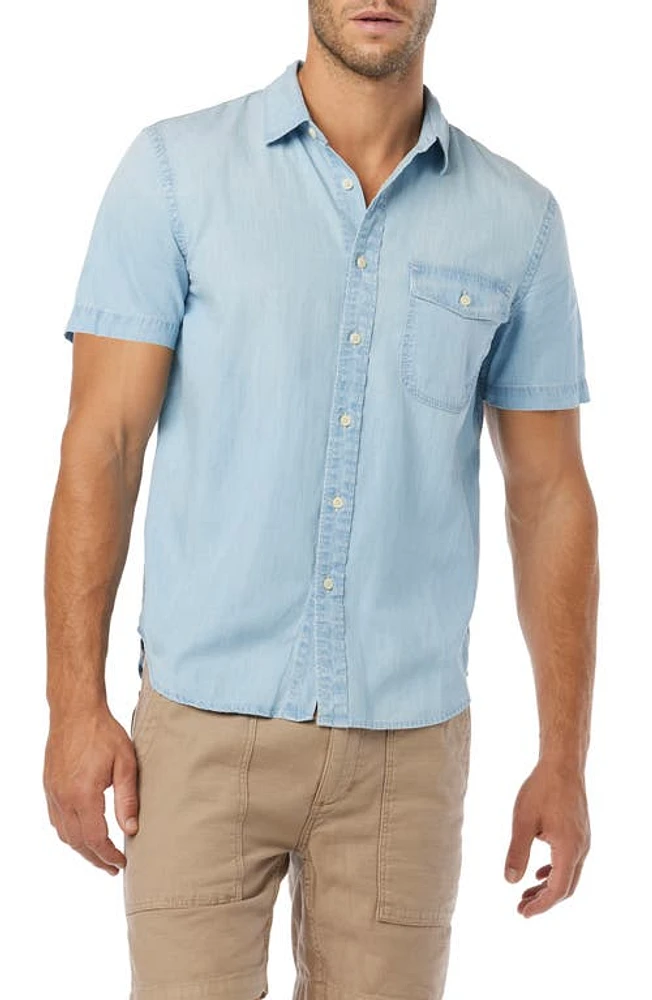 Joe's Howard Stretch Short Sleeve Button-Up Shirt Cold Dye Chambray at Nordstrom,