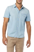 Joe's Howard Stretch Short Sleeve Button-Up Shirt Cold Dye Chambray at Nordstrom,