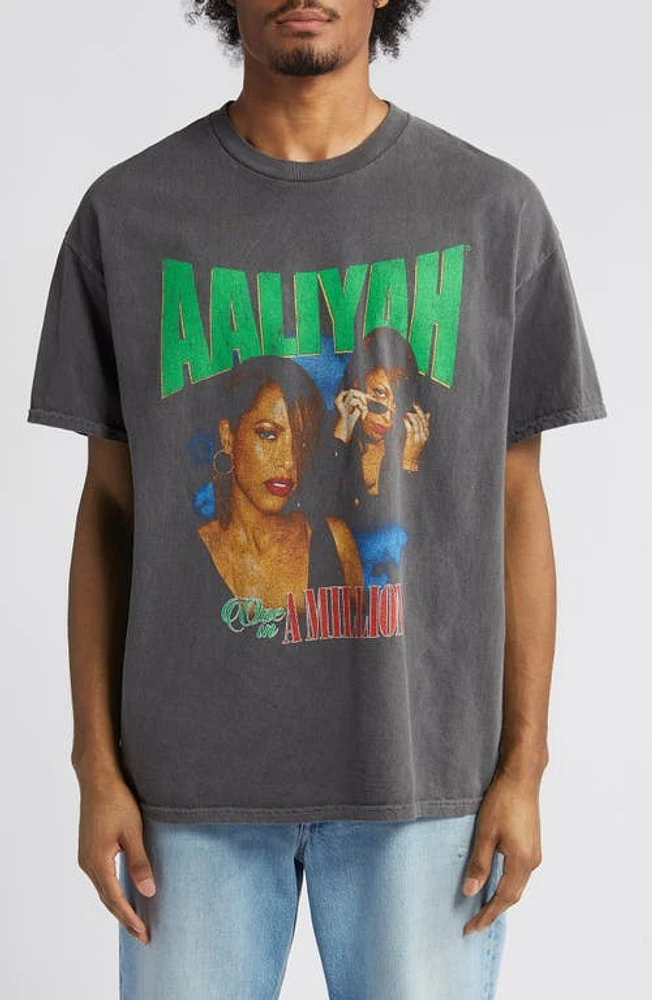 Merch Traffic Aaliyah One a Million Cotton Graphic T-Shirt Black Pigment Wash at Nordstrom,