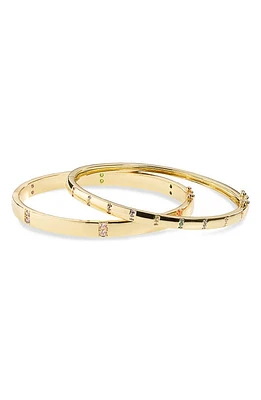 Nordstrom Set of 2 Cubic Zirconia Station Demifine Bracelets in 14K Gold Plated at Nordstrom