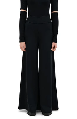 Marcella Georgia High Waist Wide Leg Ponte Knit Pants Black at Nordstrom,