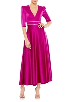 Mac Duggal Rhinestone Trim Satin Gown Fuchsia at Nordstrom,