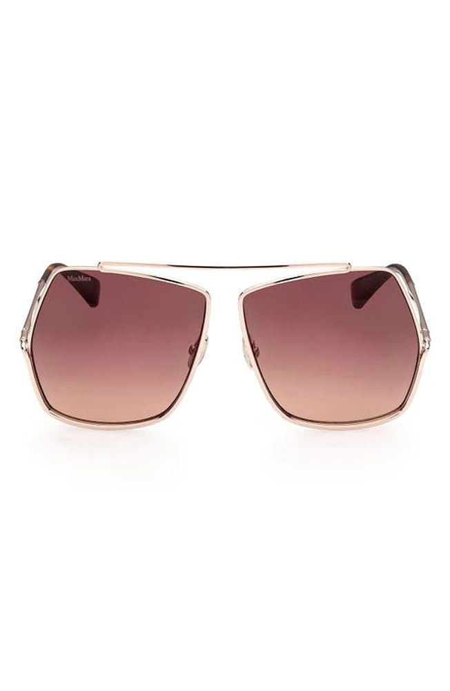 Max Mara 64mm Geometric Sunglasses in Rose Gold/Gradient Brown at Nordstrom