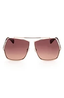 Max Mara 64mm Geometric Sunglasses in Rose Gold/Gradient Brown at Nordstrom