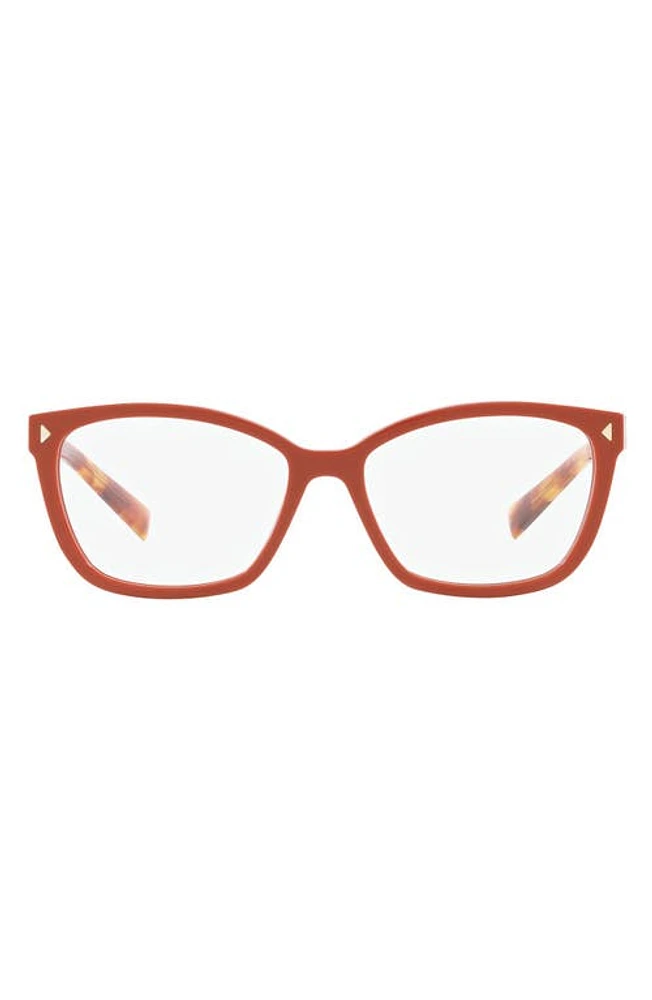 Prada 55mm Rectangular Optical Glasses in Red at Nordstrom