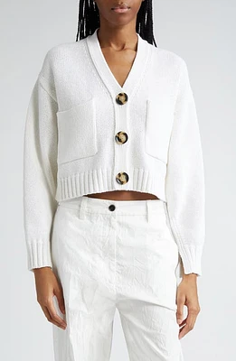 Proenza Schouler Sofia Oversize Crop Cardigan White at Nordstrom,