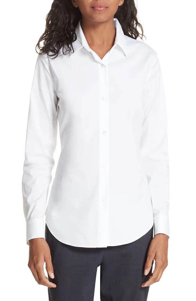 Theory Tenia Cotton Blend Blouse White at Nordstrom,