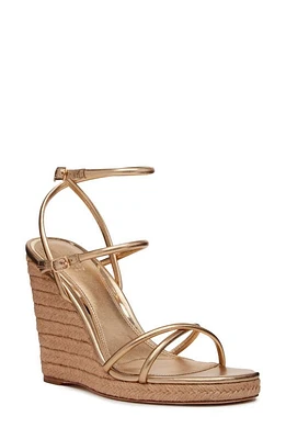 PAIGE Kerri Ankle Strap Espadrille Platform Wedge Sandal Dark Gold at Nordstrom,