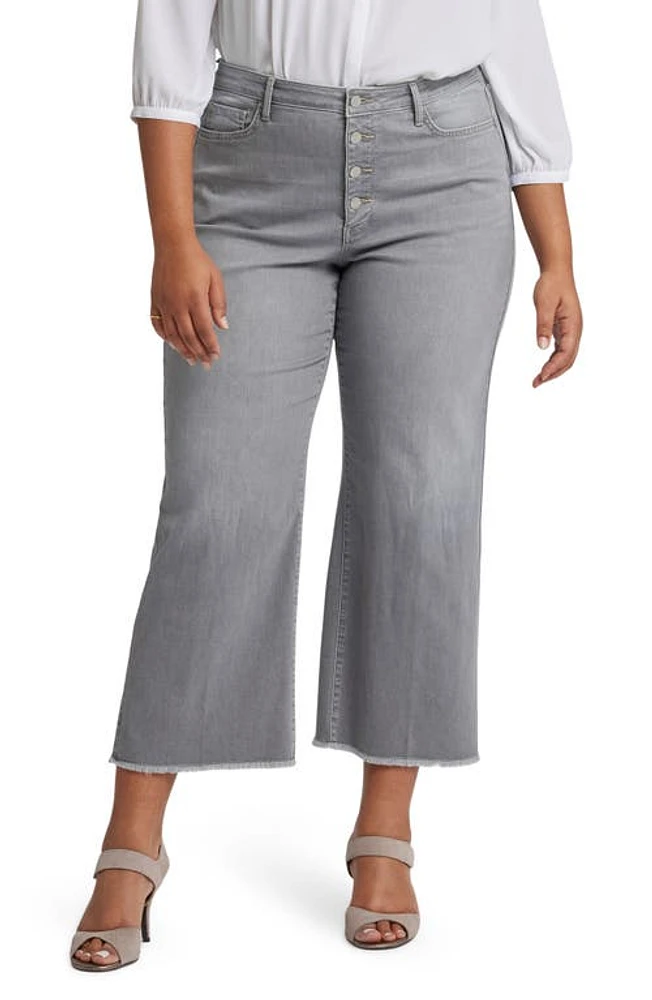 NYDJ Teresa Frayed High Waist Ankle Wide Leg Jeans Rocksand at Nordstrom,