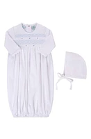 Feltman Brothers Smocked Bullion Gown & Bonnet Set in Blue at Nordstrom, Size Newborn