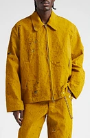 SONG FOR THE MUTE Distressed Cotton Twill Jacket Mustard at Nordstrom, Us