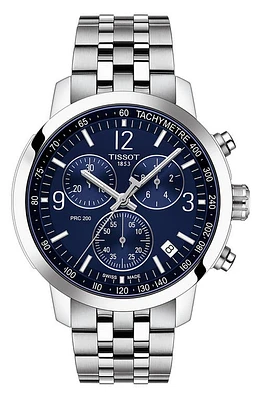 Tissot Men's PRC 200 Chronograph Bracelet Watch, 43mm in Silver/blue at Nordstrom