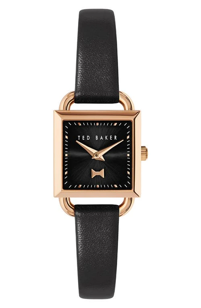 Ted Baker London Taliah Bow Leather Strap Watch, 24mm in Black at Nordstrom