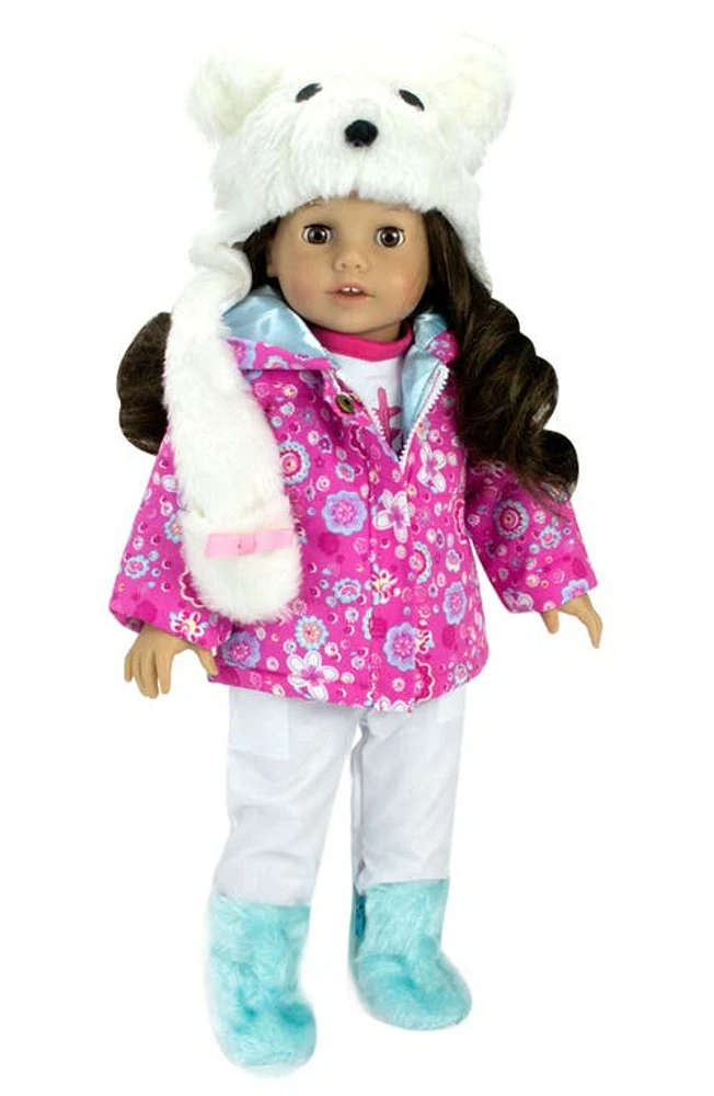 Teamson Kids Sophia's 4-Piece Winter Doll Outfit Set in Hot Pink/White at Nordstrom