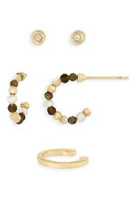 Kendra Scott Scarlet Set of 2 Earrings & Ear Cuff in Gold Olive Mix at Nordstrom