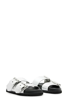 AllSaints Sian Slide Sandal Metallic Silver at Nordstrom,