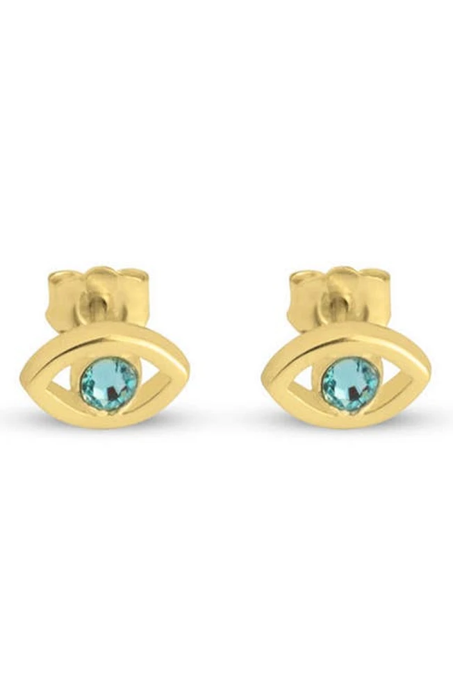 MELANIE MARIE Evil Eye Birthstone Stud Earrings in Gold Plated at Nordstrom