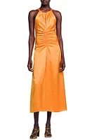 sandro Courtney Satin Midi Dress in Orange at Nordstrom, Size 2