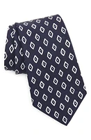 Ralph Lauren Purple Label Diamond Print Silk & Linen Tie in Navy/White at Nordstrom