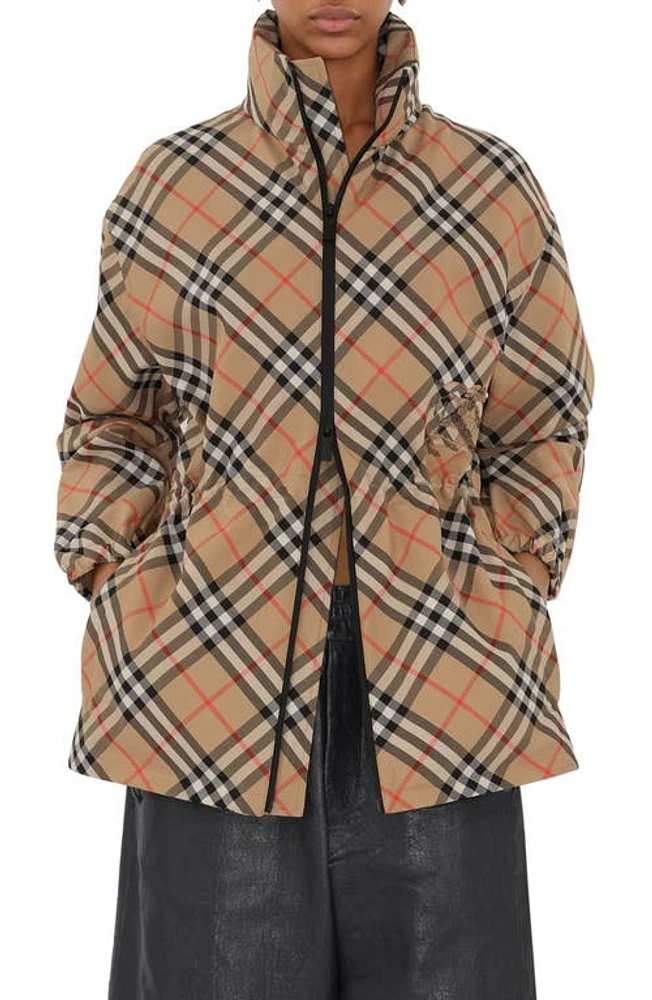 burberry Check Hooded Jacket Sand Ip at Nordstrom,