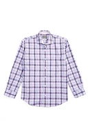 Thomas Dean Dobby Check Dress Shirt in Purple at Nordstrom