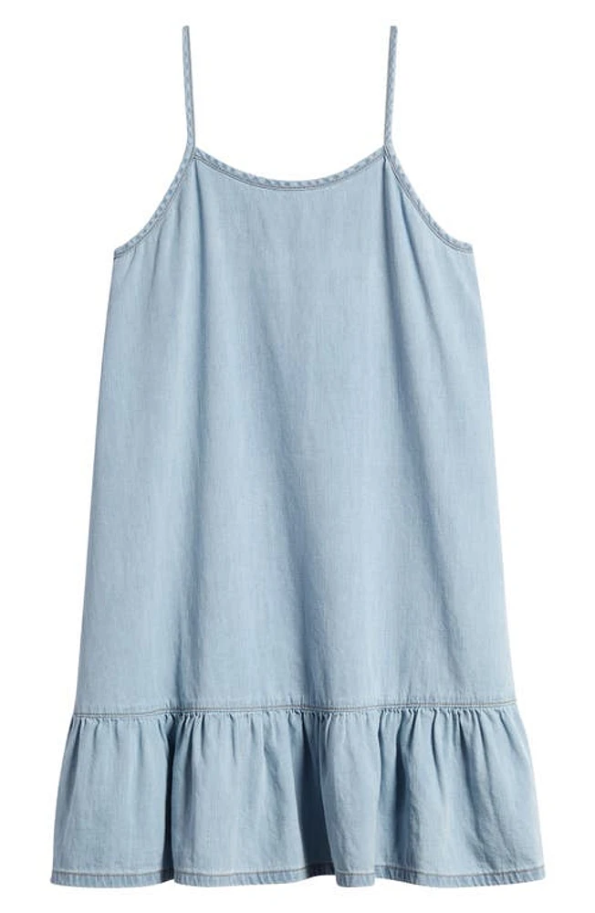 Love, Fire Kids' Ruffle Hem Chambray Dress Light Wash at Nordstrom,