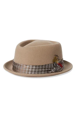 Brixton Stout Felted Wool Pork Pie Hat in Sand/Sand Check at Nordstrom, Size X-Large