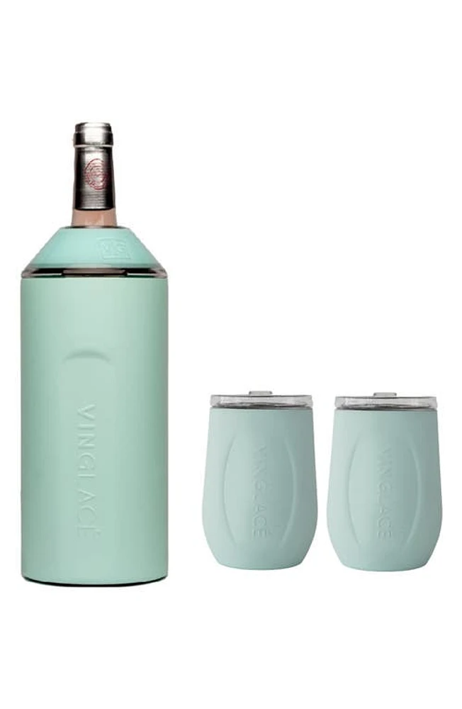 Vinglacé Wine Bottle Chiller & Tumbler Gift Set in Sea Glass at Nordstrom