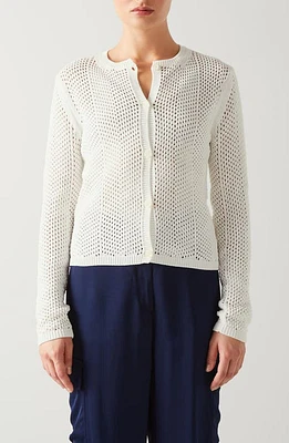 LK Bennett Ava Open Stitch Cotton Blend Cardigan White at Nordstrom,