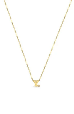 Zoë Chicco Diamond Initial Pendant Necklace in Yellow Gold-Y at Nordstrom, Size 16