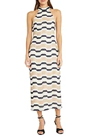 DONNA MORGAN FOR MAGGY Stripe Knit Midi Dress Navy/Tan/Beige at Nordstrom,