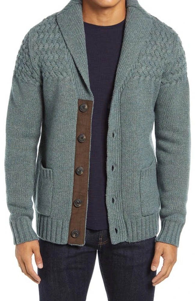 Schott NYC Corduroy Elbow Patch Wool Blend Cardigan Sage at Nordstrom,