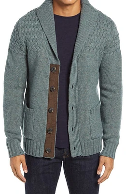 Schott NYC Corduroy Elbow Patch Wool Blend Cardigan Sage at Nordstrom,