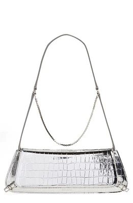 Givenchy Voyou Metallic Croc Embossed Leather Shoulder Bag in Light Silvery at Nordstrom