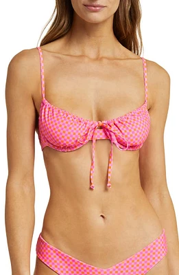 Kulani Kinis Check Ruched Underwire Bikini Top Pinky Promise at Nordstrom,