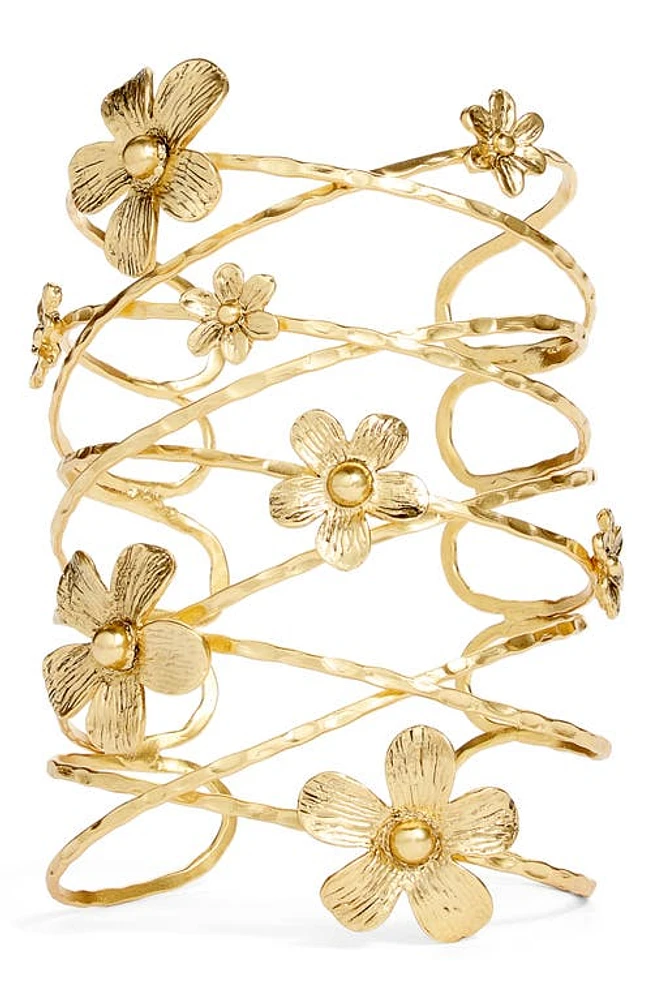 Karine Sultan Large Flower Cuff Bracelet in Gold at Nordstrom