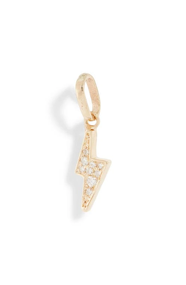 Anzie Lightning Bolt Charm in Gold/White Sapphire at Nordstrom