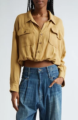 R13 Crossover Utility Bubble Button-Up Shirt Khaki at Nordstrom,