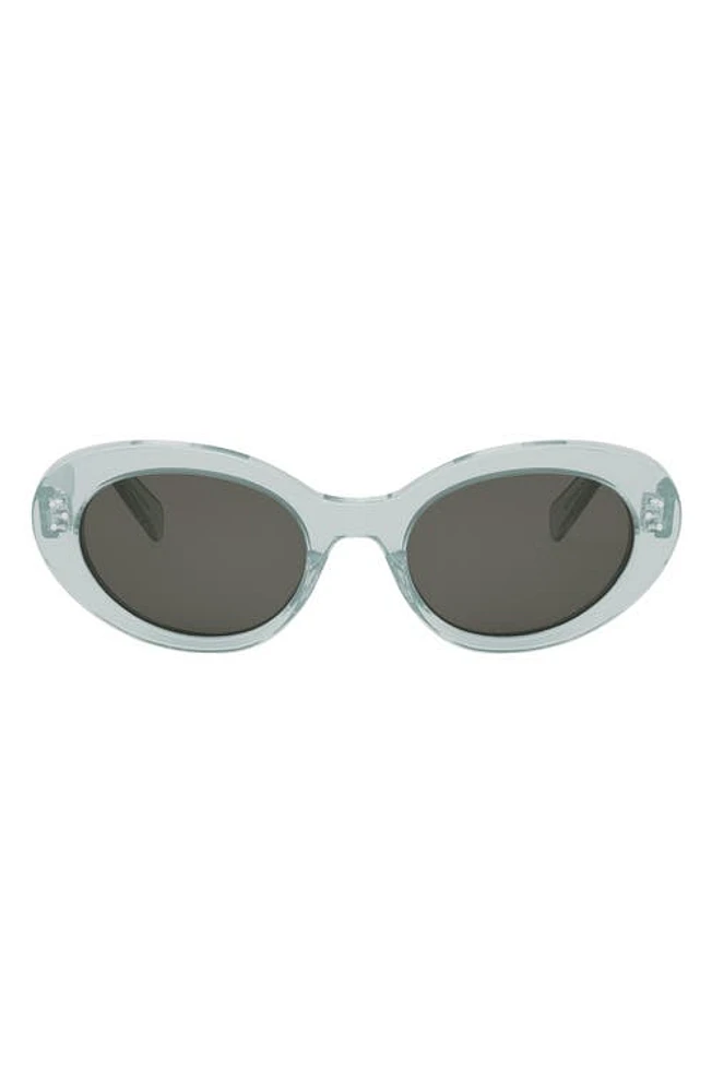 CELINE Bold 3 Dots 53mm Cat Eye Sunglasses in Shiny Light Green /Smoke at Nordstrom