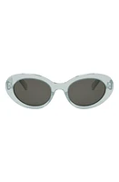 CELINE Bold 3 Dots 53mm Cat Eye Sunglasses in Shiny Light Green /Smoke at Nordstrom