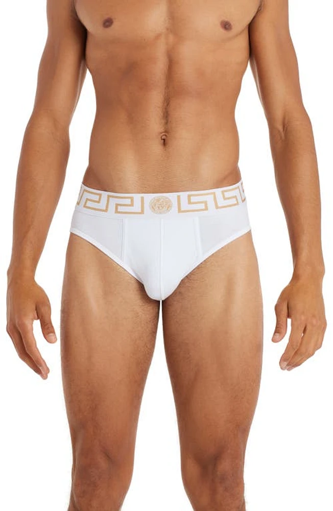 Versace Greca Border 2-Pack Briefs in White at Nordstrom, Size 6