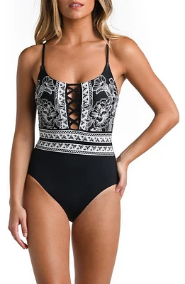 La Blanca Strappy One-Piece Swimsuit Black at Nordstrom,