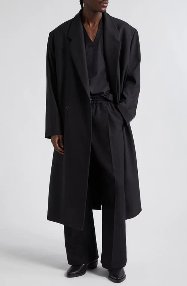 Fear of God Double Breasted Wool Gabardine Overcoat in Black at Nordstrom, Size 40 Us