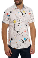 Robert Graham El Estio Libation Print Short Sleeve Stretch Cotton Button-Up Shirt White Multi at Nordstrom,