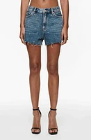 PURPLE BRAND Rhinestone Cutoff Denim Shorts Mid Indigo at Nordstrom,