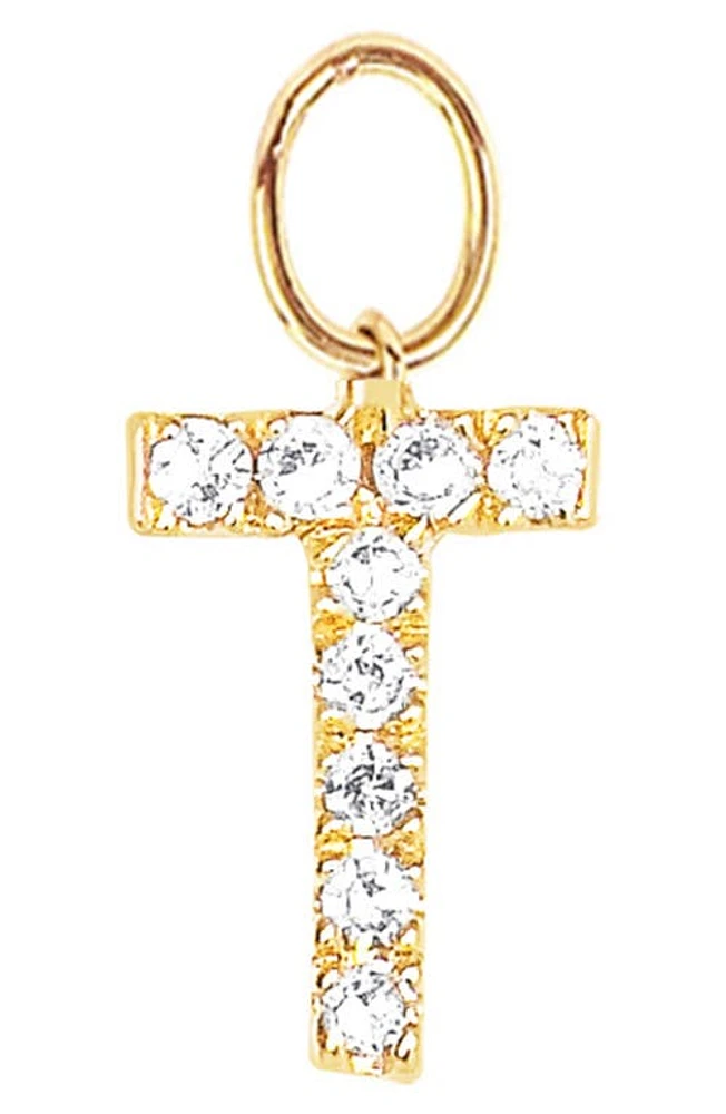 EF Collection Diamond Initial Huggie Charm in 14K Yellow Gold/T at Nordstrom