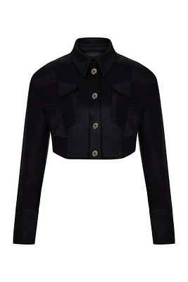 Nocturne Asymmetric Pocket Crop Jacket in Black at Nordstrom