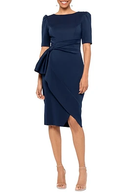 Xscape Evenings Asymmetric Scuba Dress Midnight at Nordstrom,