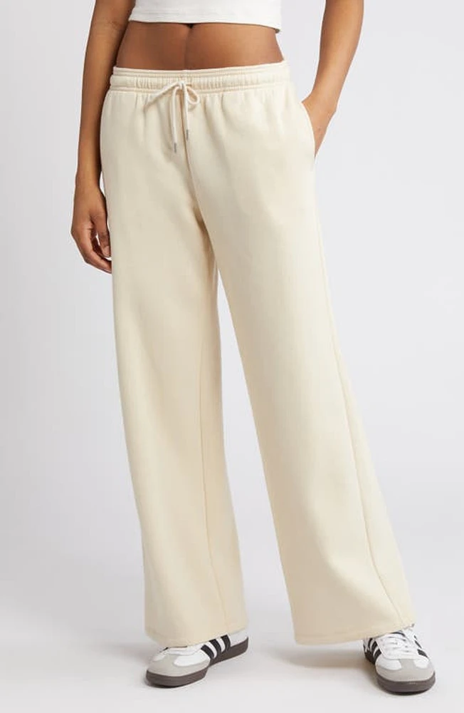 BP. Wide Leg Fleece Pants Beige Angora at Nordstrom,